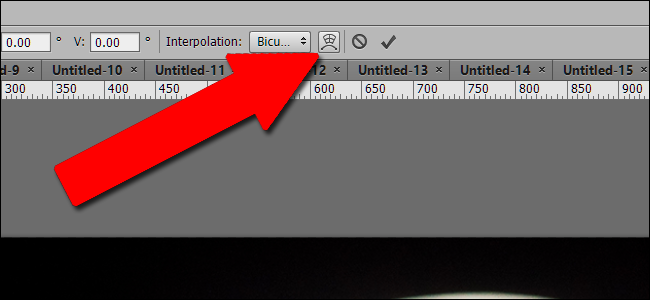 кнопка Warp Mode в верхней панели Photoshop