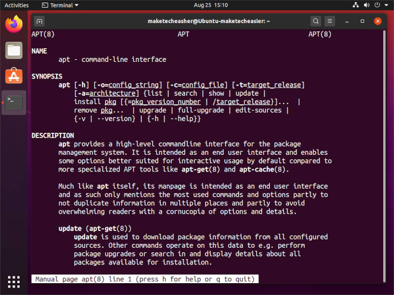 Linux Tech Support Man Apt Output