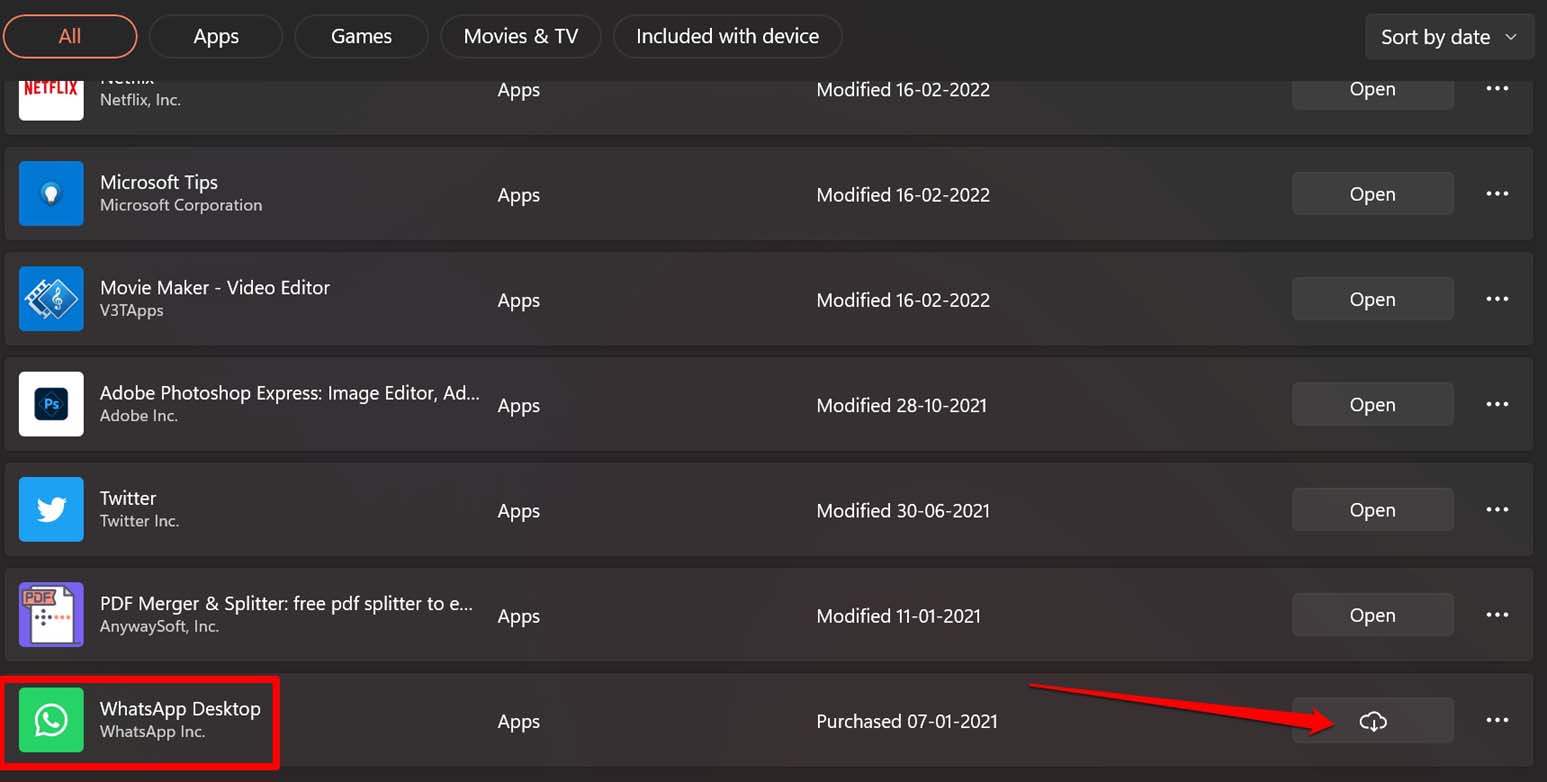 update Whatsapp from Microsoft Store
