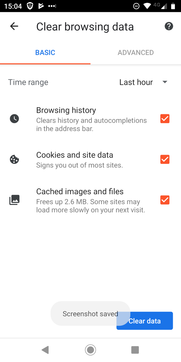 Brave — настройки очистки