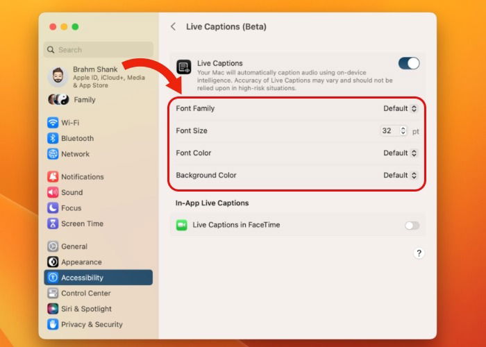 Параметры шрифта и цвета на Mac