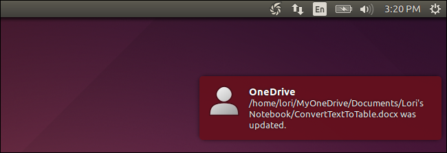 Уведомления о процессе синхронизации OneDrive-D