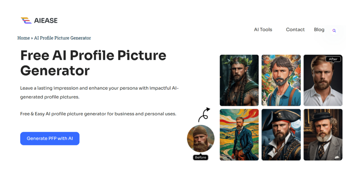 Профессиональное фото профиля LinkedIn с AI Ease