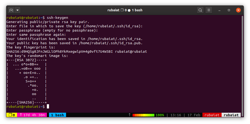 Использование ssh-keygen в терминале для генерации пары SSH ключей