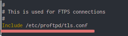 Включение tls.conf в основном конфиге ProFTPD