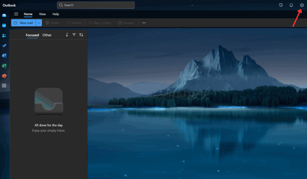 Opción Respuestas automáticas en el menú de configuración de Outlook