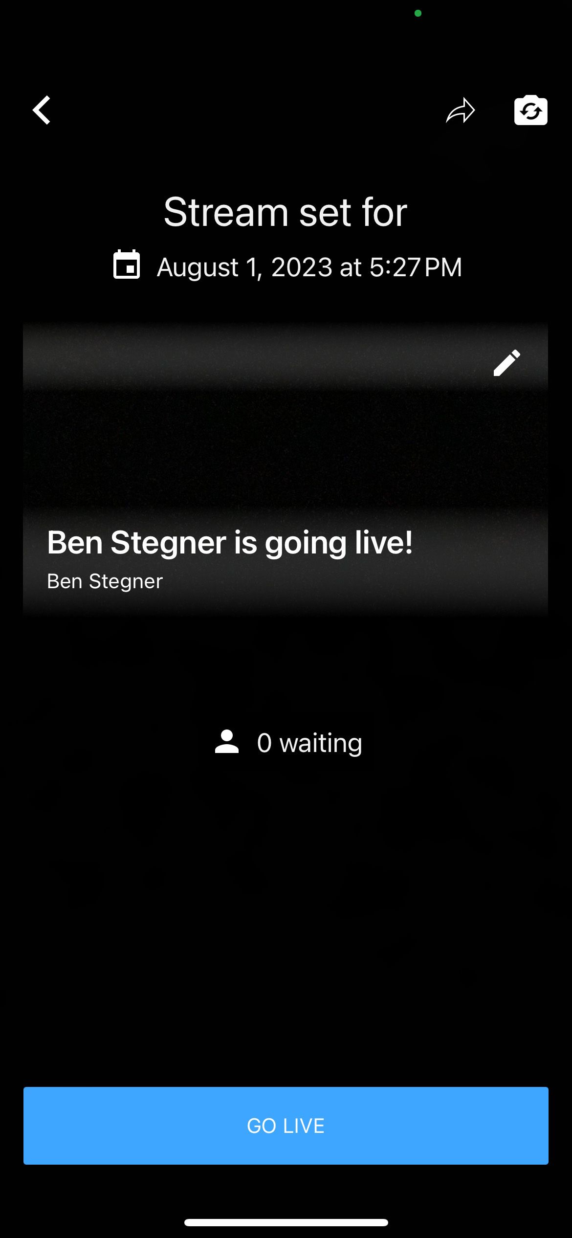 запуск трансляции в приложении YouTube iOS