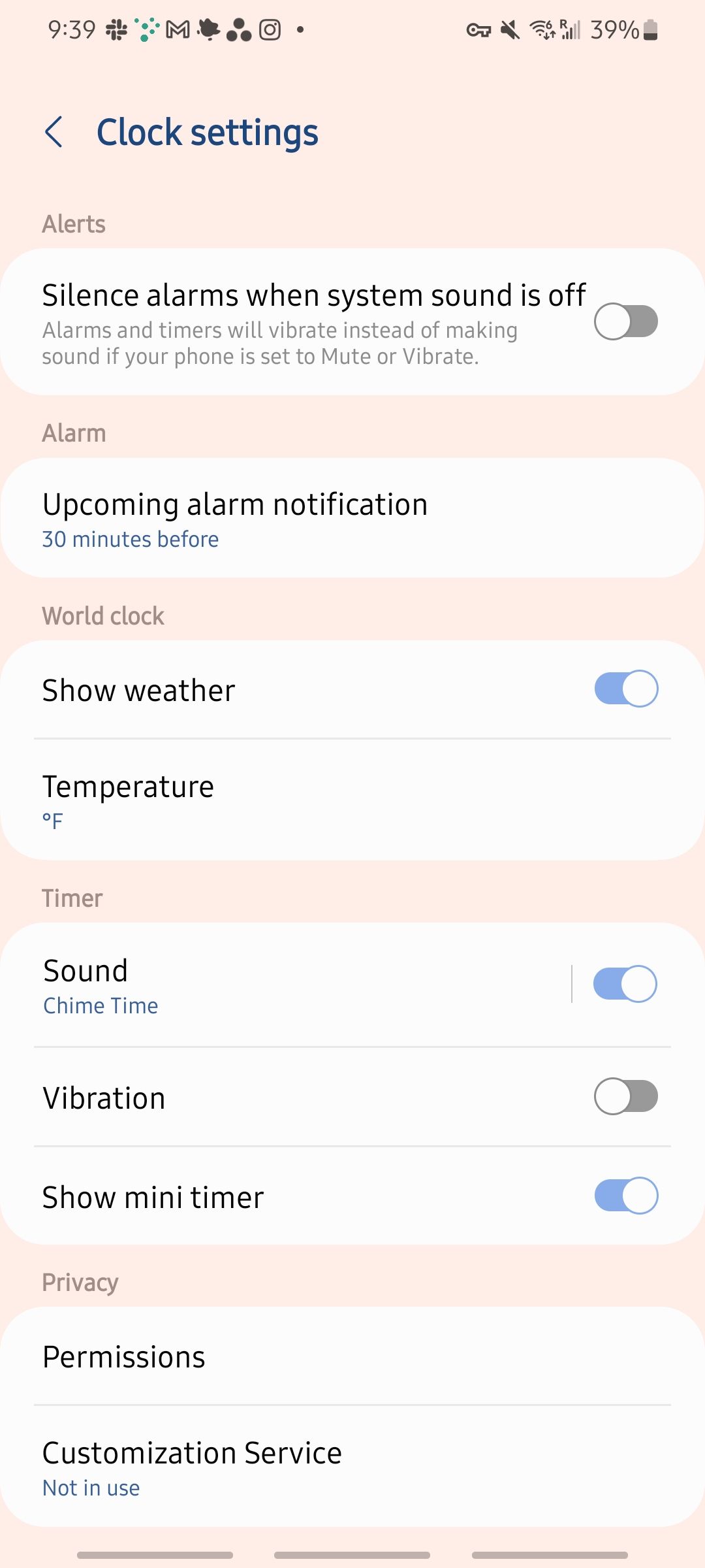 Экран настроек «Часы» на Samsung