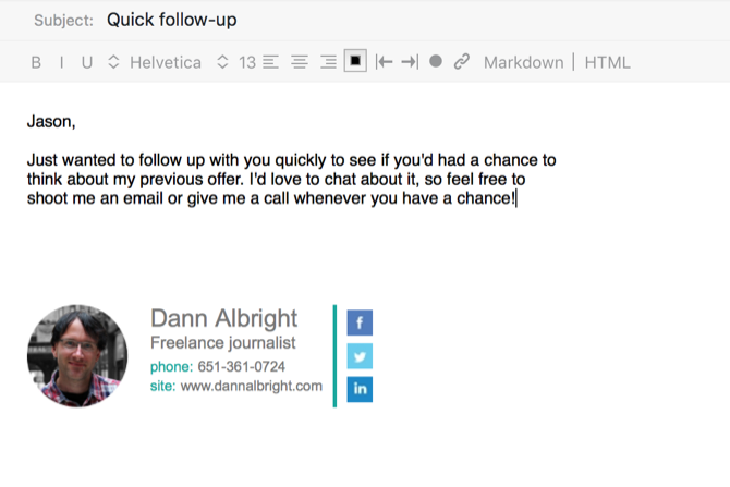Короткое письмо для быстрого напоминания