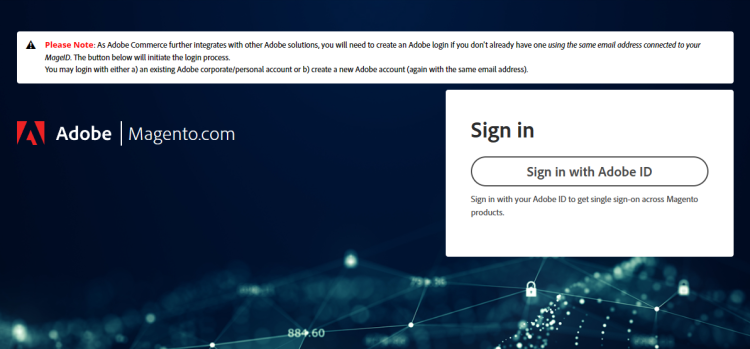 Страница входа Adobe ID