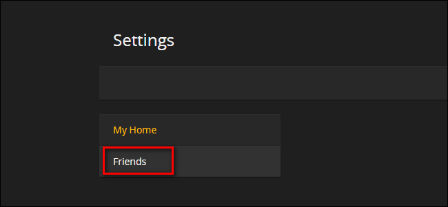 Раздел Друзья в панели Plex