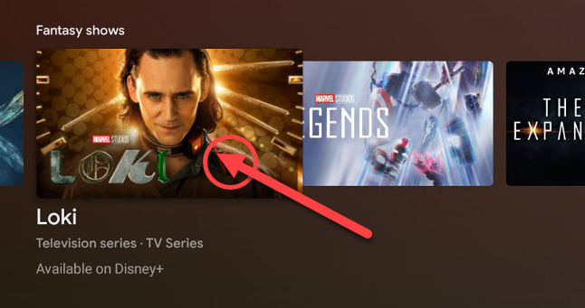 Выделение карточки фильма и длинное удерживание OK для вызова меню.