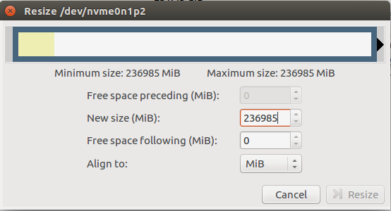 Изменение размера раздела