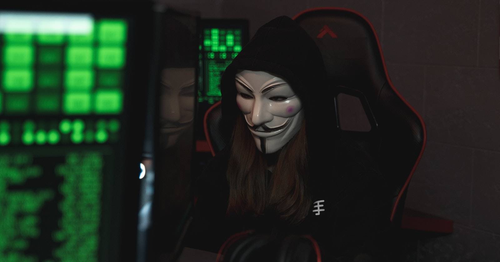 scammer with screen
