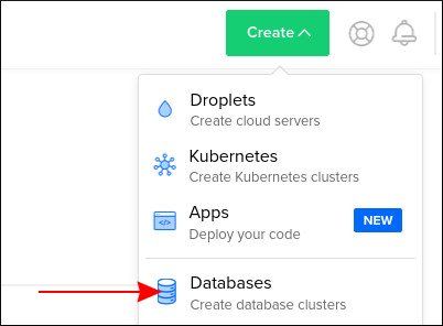 Screenshot of creating Managed Databases on DigitalOcean