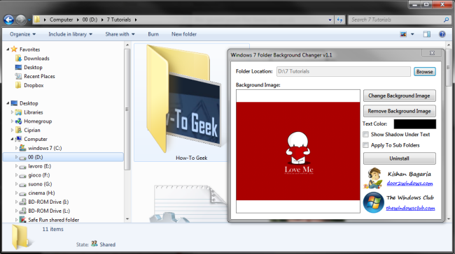 Настроить фон и значки папок Windows