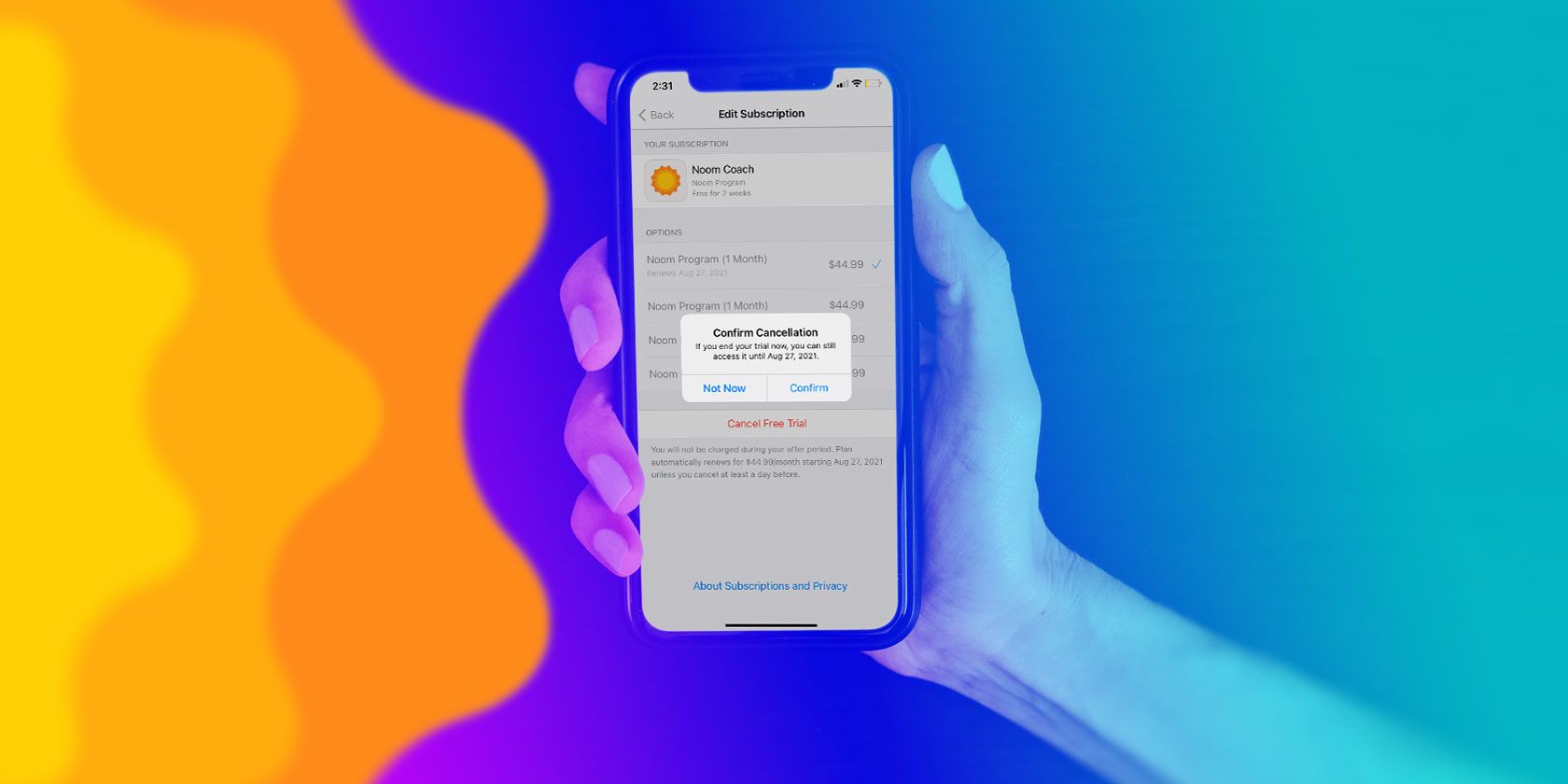 Как отменить подписку Noom — пошагово