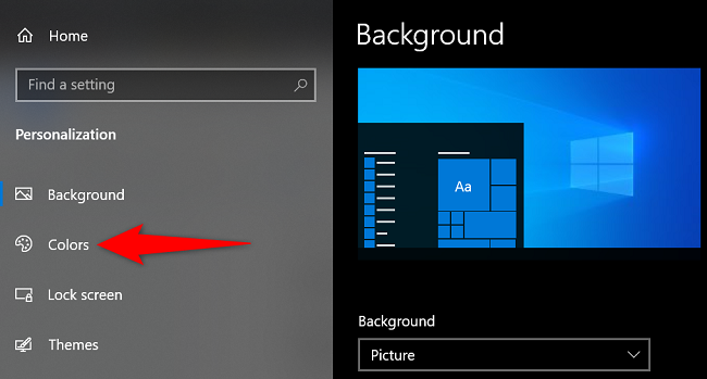 Выберите «Цвета» в левом меню.