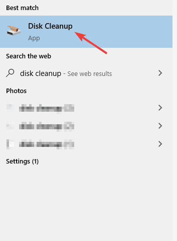 скриншот: Очистка диска в Windows 10