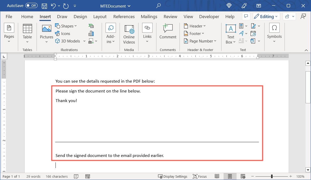 Текст из PDF вставлен в Word