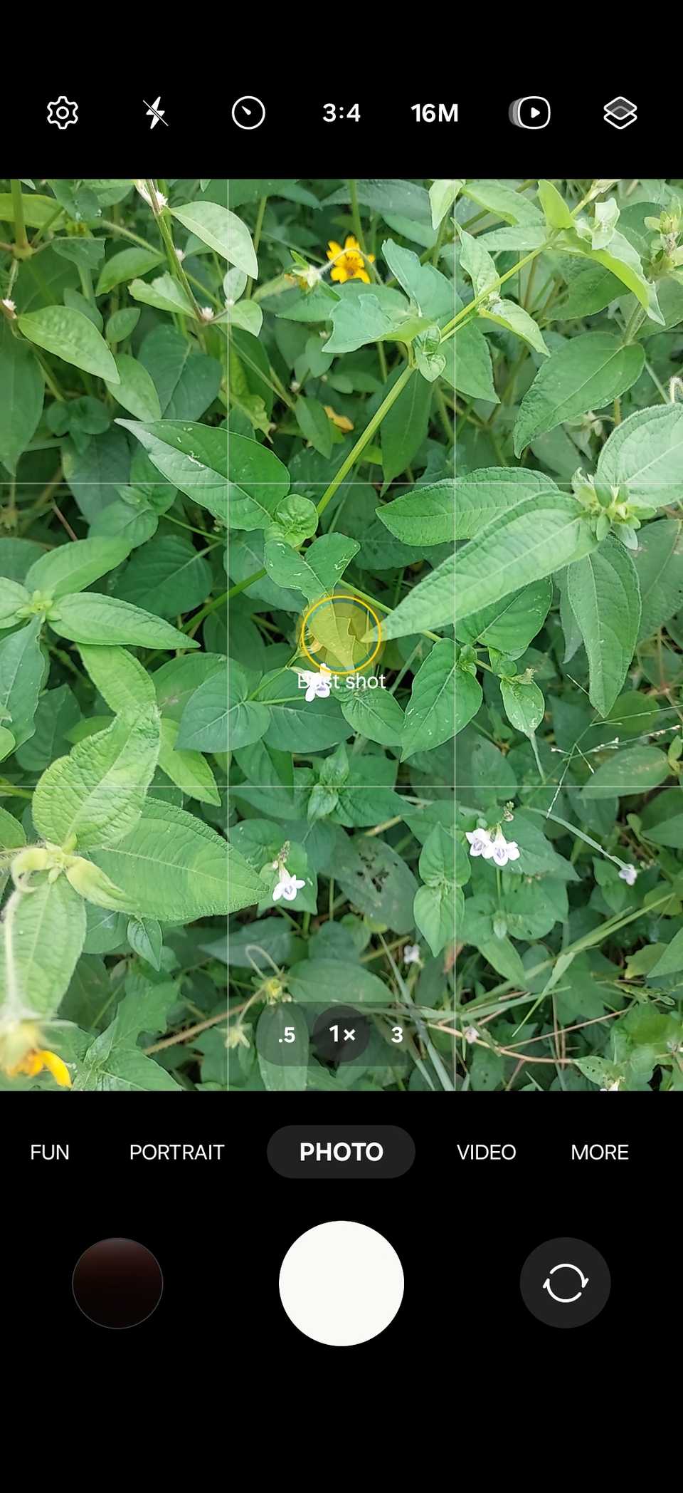 normal camera screen on Samsung Galaxy