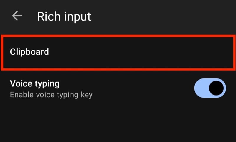 Опция Clipboard в меню SwiftKey