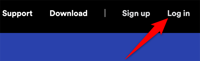 Нажмите «Войти» на странице Spotify.