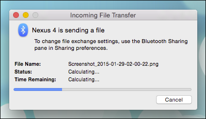 Индикатор прогресса приёма файла на Mac