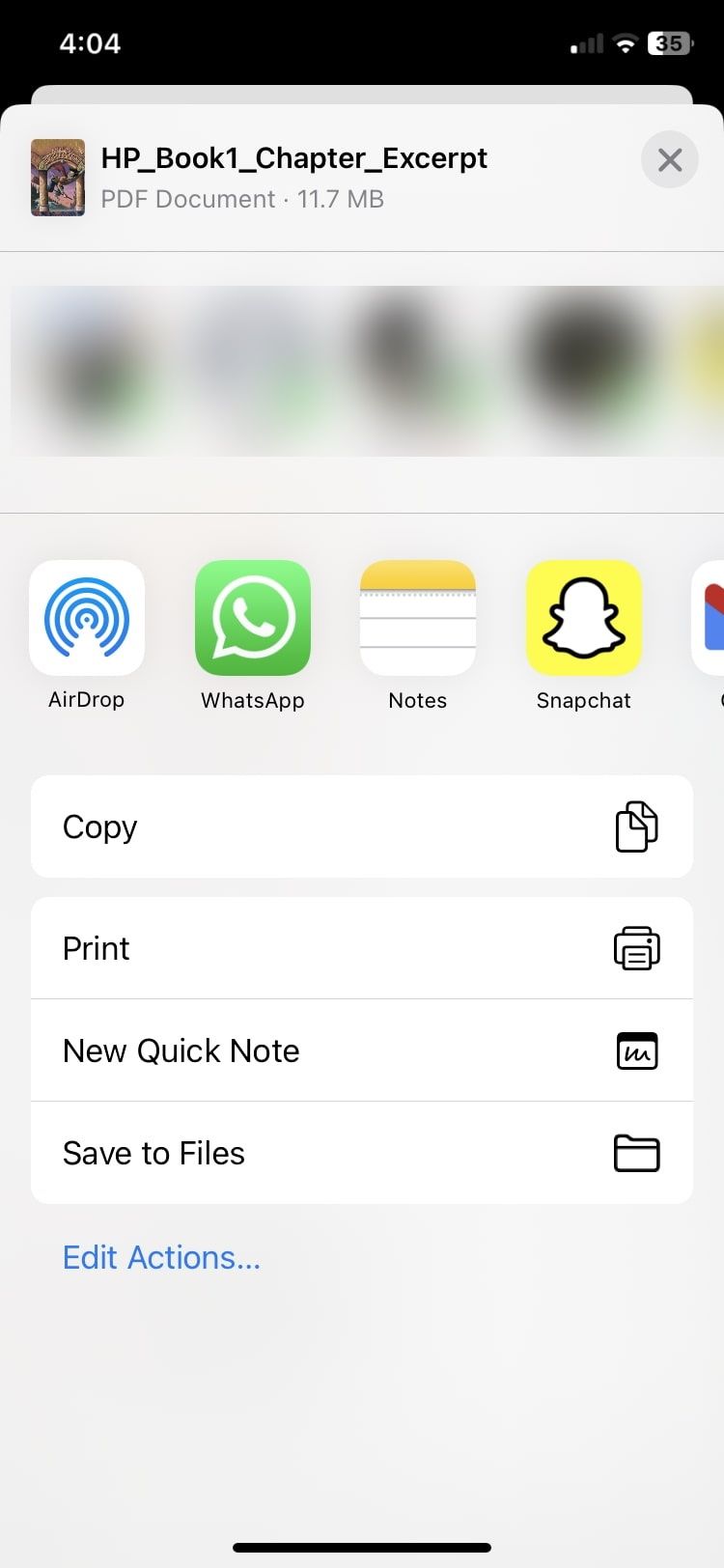 send PDF to a contact