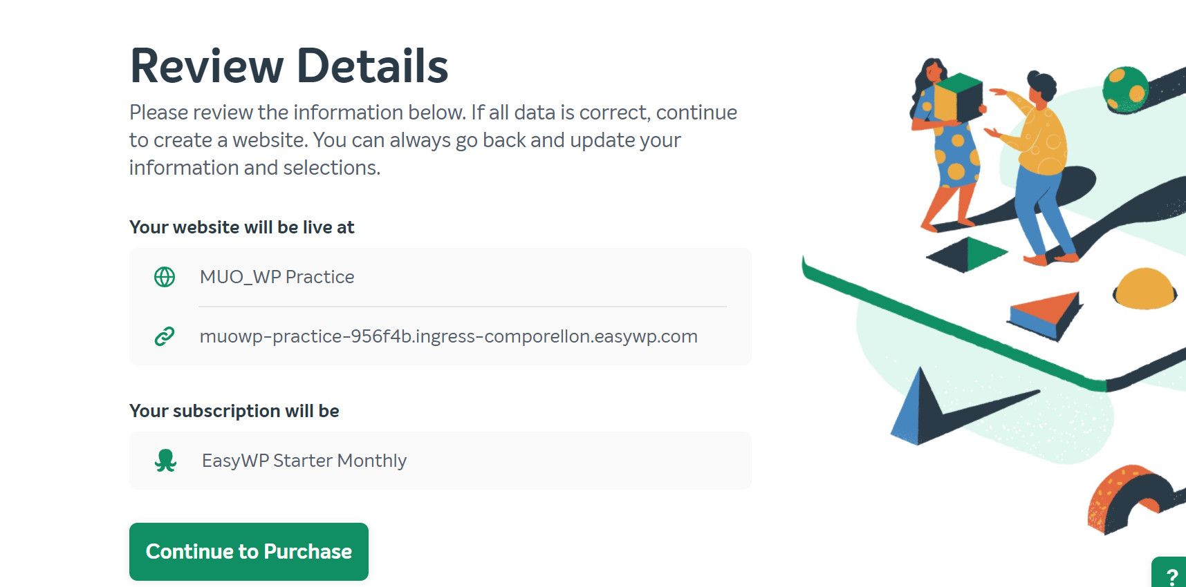 Обзор настроек веб‑сайта в панели EasyWP