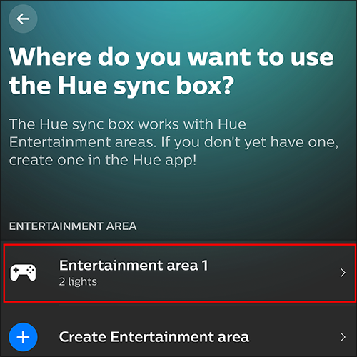 Select your Entertainment Area