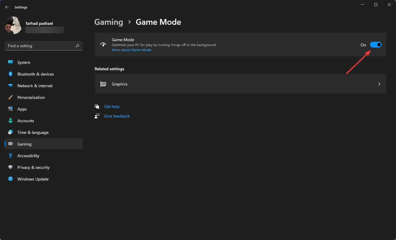 Включение игрового режима в Windows 11
