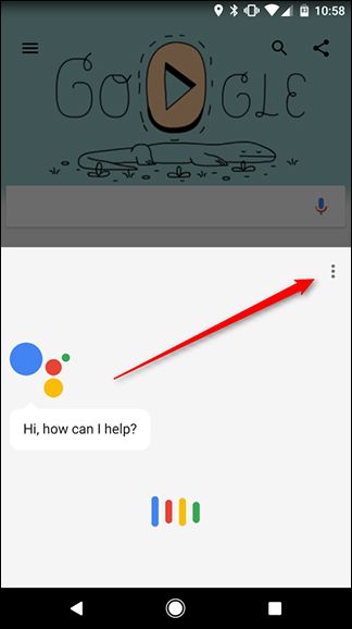 Нажатие кнопки Дом для запуска Google Assistant