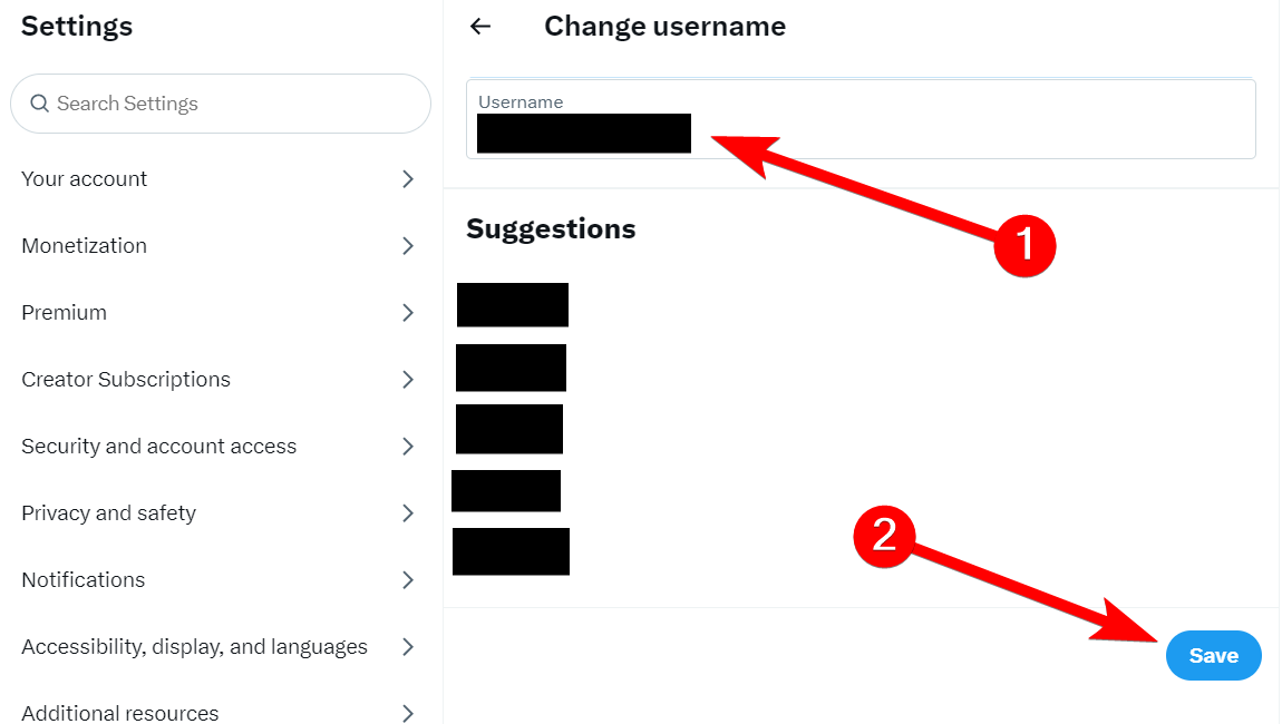 Изменение имени пользователя на сайте X.