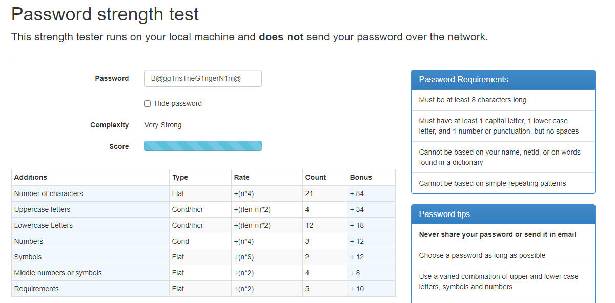 Изображение экрана с очень сильным паролем