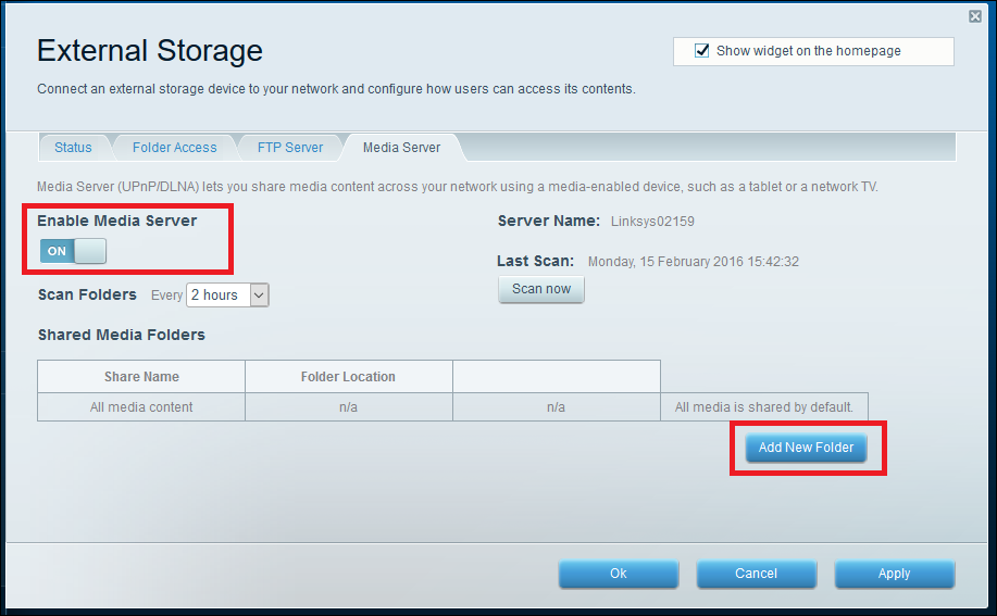 Включение Media Server в Smart Wi‑Fi