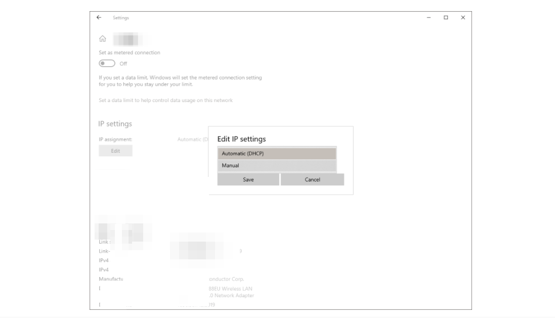 Редактирование IP и DNS в параметрах Windows