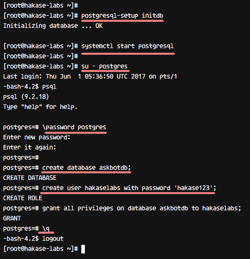 Установка PostgreSQL и создание базы