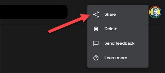 select share from menu