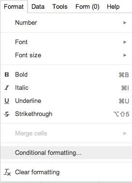 Пример условного форматирования: закрашенные ячейки на основе ключевых слов