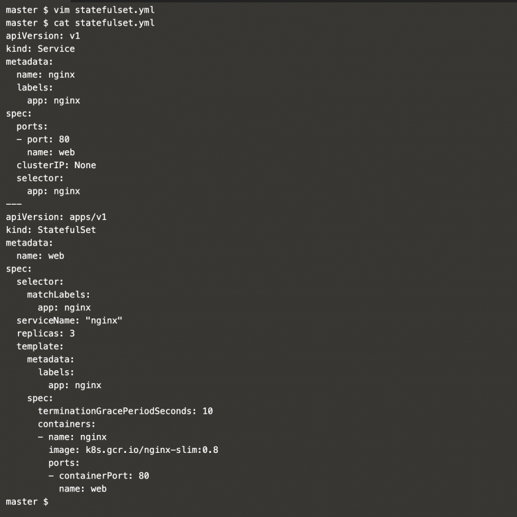 Диаграмма: пример Service + StatefulSet для nginx