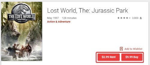 Параметры аренды/покупки и качества видео в Google Play Movies