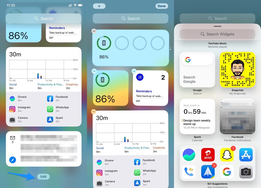 Widget Snapchat iOS affichant des Bitmojis