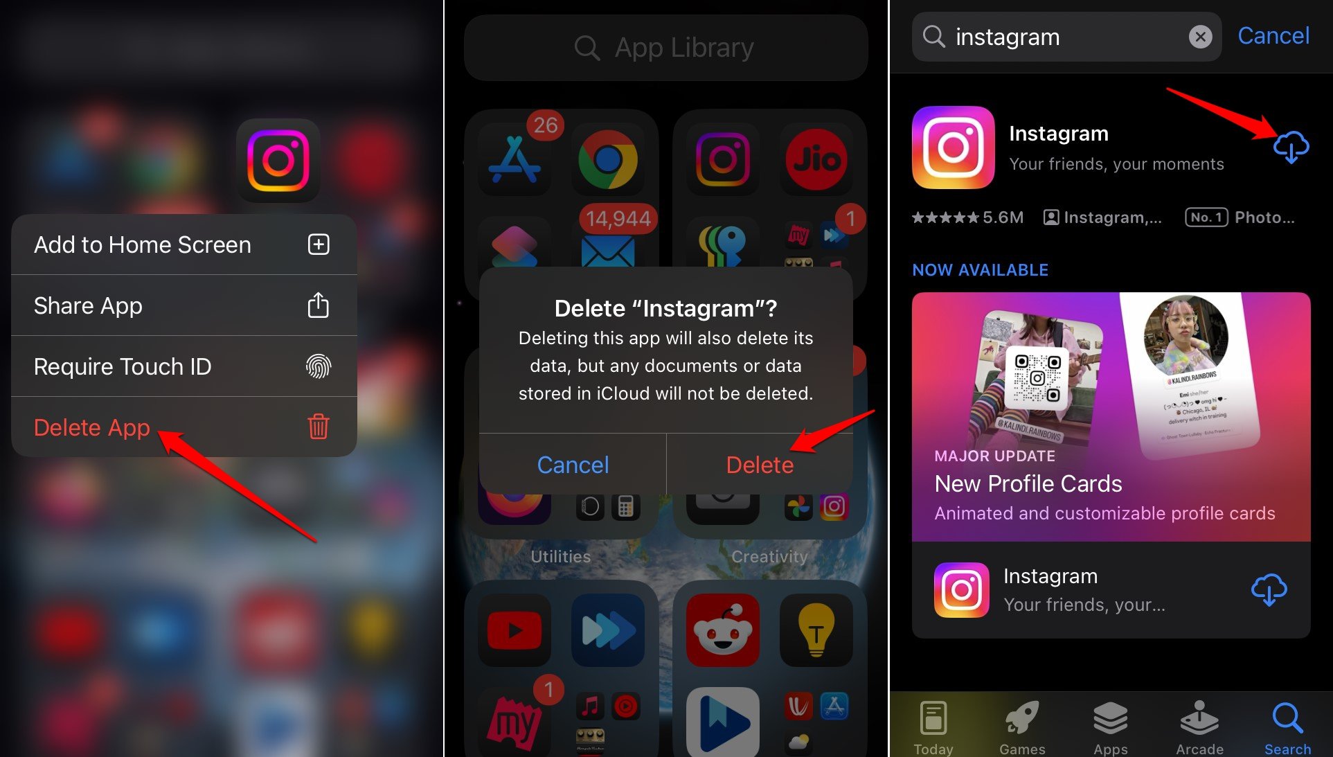 Переустановка Instagram на iOS