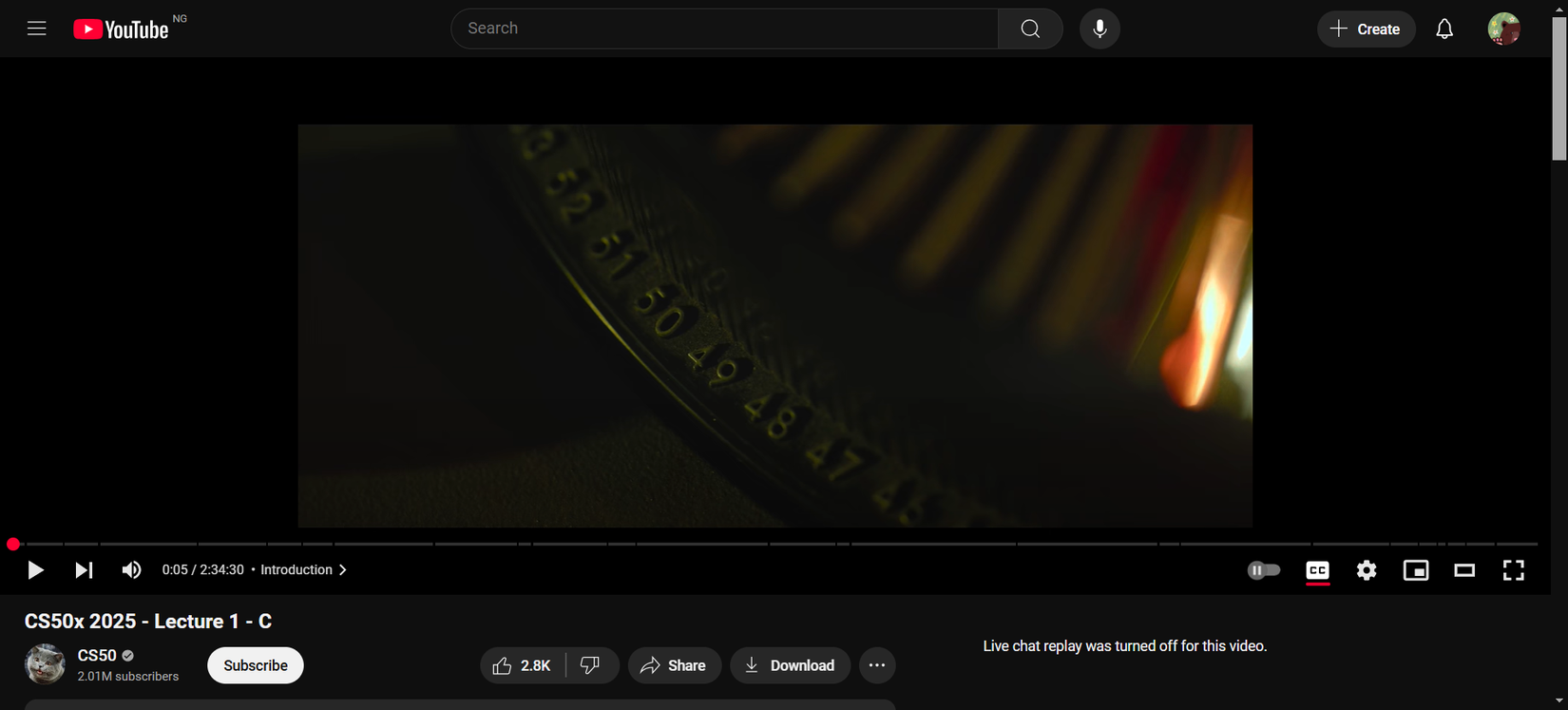 Курс CS50x на YouTube