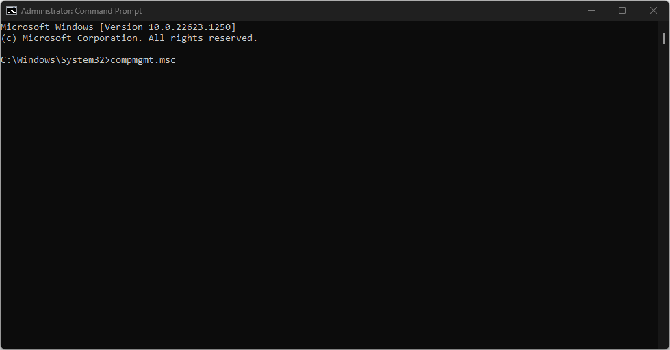 Командная строка: запуск compmgmt.msc