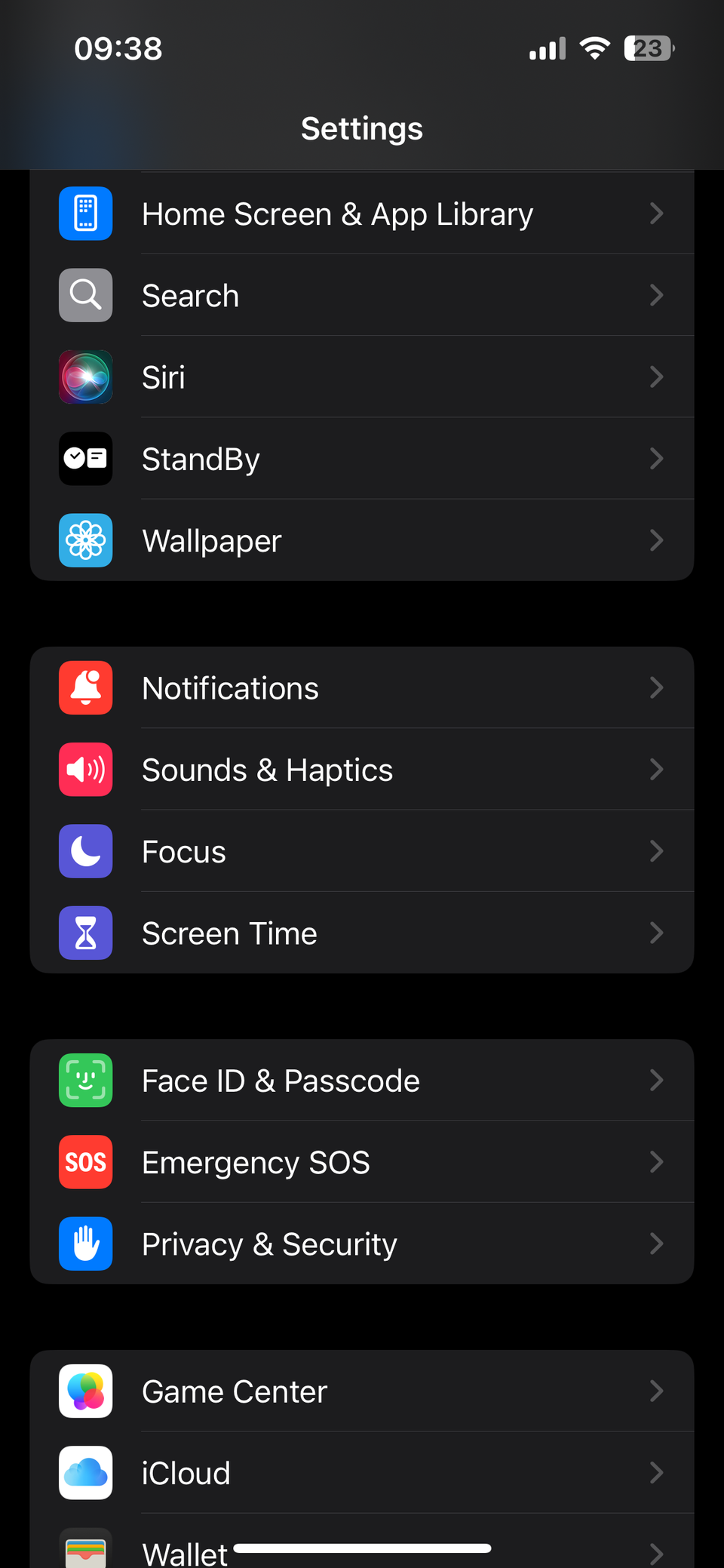 Страница настроек iPhone с разделом Фокус