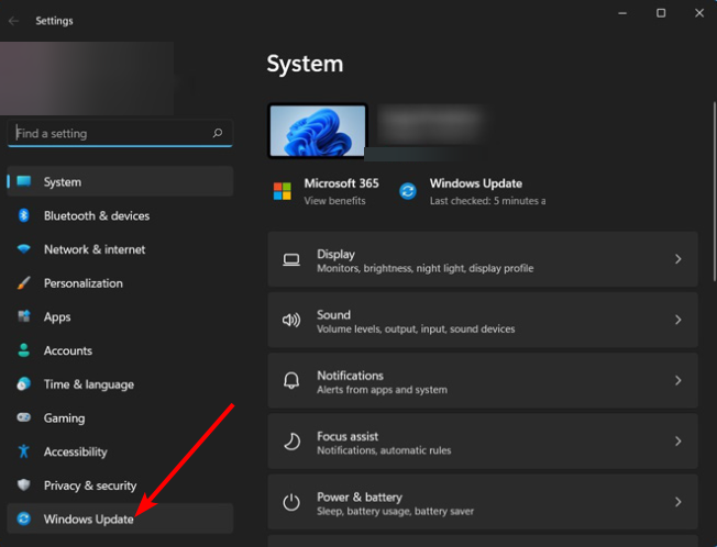 Параметры обновления Windows