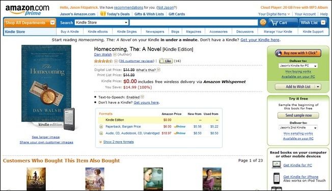 Раздел скидок и бесплатных книг Amazon Kindle