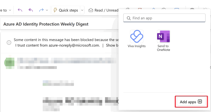 Добавить приложения в Outlook